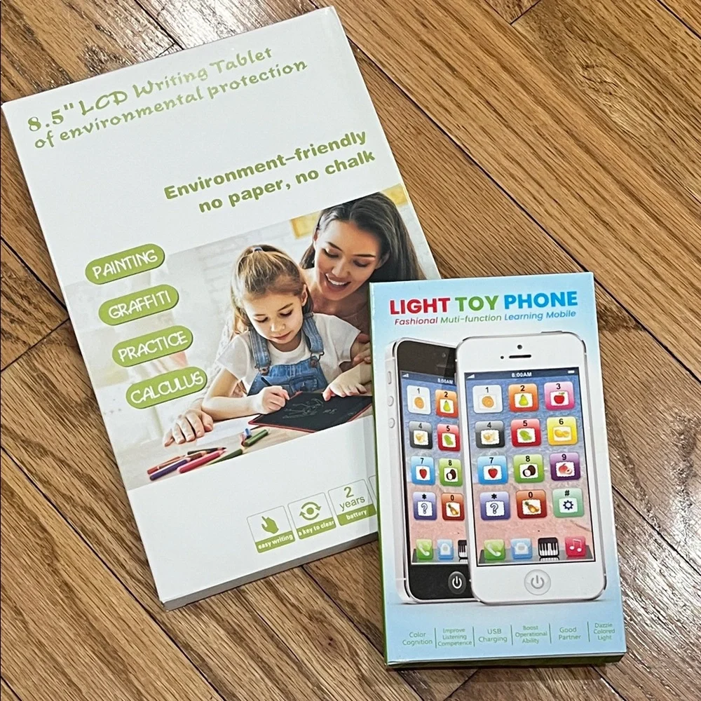 Kids 2fer - Writing tablet & light up educational toy phone